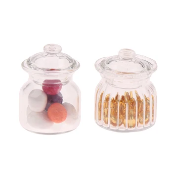 1:12 Leļļu Namiņš Miniatūras Stikla Pudeli, Konfekšu Kārbiņu Lelle Virtuves Konfektes, Pudeles Modelis