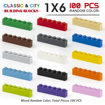 1*6 Classic Celtniecības Bloki, kas Paredzēti Bērniem, Rotaļlietas Bērniem DIY Krāsains Maza Pilsēta, Beramkravu Radošo Ķieģeļi Modeli 100-500PCS