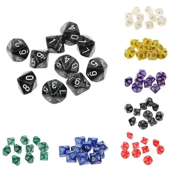 10Pcs Multi-sided tīrtoņa Krāsu TRPG Spēle D10 Polyhedral Dice Grupa Aksesuārus Dāvanu