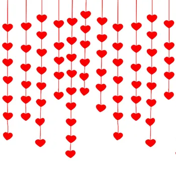16pcs Mīlestību Sirdī DIY Baneri ar Virvi 6*7.8 cm Non Auduma Stērste Karogi Kāzu Laulības Telpu Plānojums Sarkani Aizkari