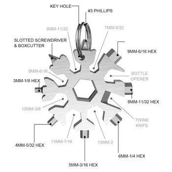 18 1 Sniegpārslas Multi Pocket Instrumentu Keyring Key Gredzenu uzgriežņu Atslēgu Hex Atslēgu Daudzfunkciju Instrumenti Uzgriežņu atslēgas ar Uzglabāšanas Kasti Rokas Instrumenti