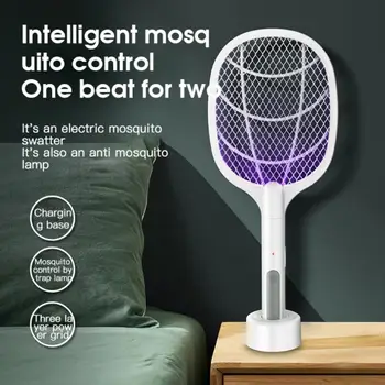 1pc 2 1 6 LED Lamatas Mosquito Killer 3000V Lampa Elektriskā Bug Zapper USB Lādējamu Vasaras Fly Swatter Lamatas Kukaiņu Mušas