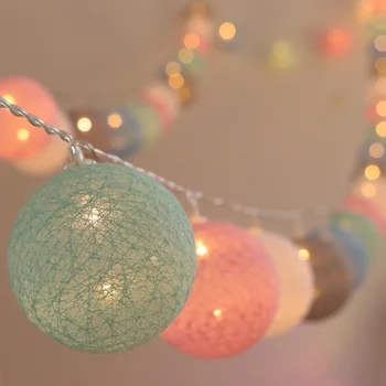 2,2 M 20 LED Baumwolle Bumbu Girlande Lichter String Weihnachten Weihnachten Āra Urlaub Hochzeit Puse Bērnu Bett Maksa Lichter