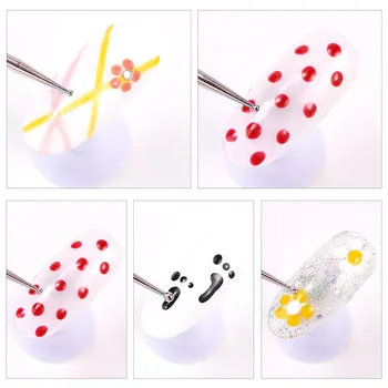 2 Veids 5gab Koka Dotting Pildspalvu Marbleizing Rīku DIY Nail Art Dot Dotting Instrumenti Nagu Art Dizains, Manikīrs Rhinestone Atlasītājs