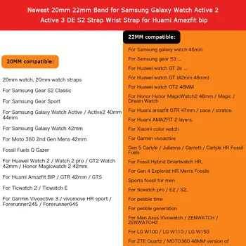 20/22mm banda para Samsung Galaxy reloj de 3/45/46mm/42mm de s3 activo/2 pulsera de silicona correa reloj huawei gt 2-2e-pro cor
