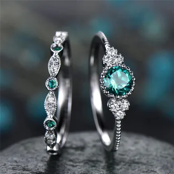 2021New modes rotaslietas, gredzens, vienkārša modes zaļā zircon gredzenu sieviešu sakausējuma zils akmens kāzas, saderināšanās gredzenu jewlery sievietēm