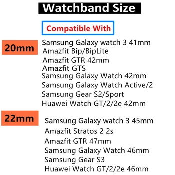 20mm/22mm Huawei skatīties GT-2-2e-pro Siksnu Samsung Rīku S3 Pierobežas Neilona aproce Galaxy Skatīties 3 45mm/46mm/42mm/aktīva 2 joslu