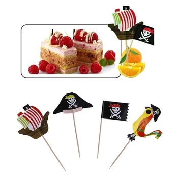 20pcs Pārtikas kvalitātes Pirātu Tēmu Unikālu Dizainu Kūka Izvēlēties Ornamnets Kūka Ievietojiet Karti Puse DIY Apdare