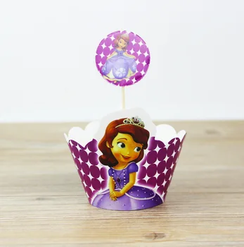 24pcs/komplekts Sofia Princess Cupcake Wrappers Toppers Meitenēm Dzimšanas dienas svinības Krāsains Papīrs Gadījumā Puses Piegādēm, Kāzu Dekorēšana