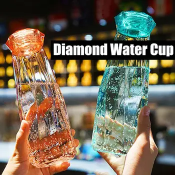 420ML Rhombus Ūdens Pudeli Portatīvo Stikla Sulas Glāzes Kausa Dimanta Ūdens Tējkanna Āra Sporta Ceļojumi