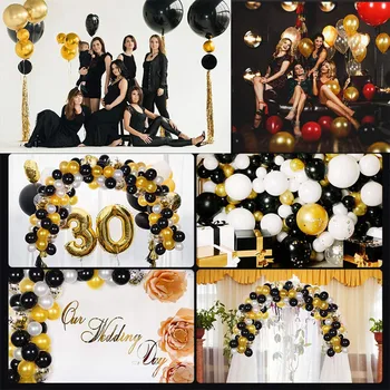 51pcs/komplekts Melnā Zelta 50 Dzimšanas dienas svinības Rotājumi 50 Gadu Jubilejas Balons Laimīgs 50. Dzimšanas Banner Dekoru Piederumi