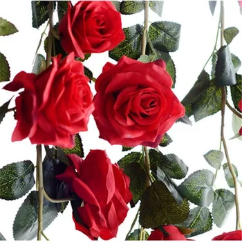 6pcs Rožu Mākslīgo Ziedu Vīnogulāju Viltus Rozes Ziedu Vainags Kāzu Dekorēšana Karājas Mājas Dekors mākslīgie ziedi 1.8 M