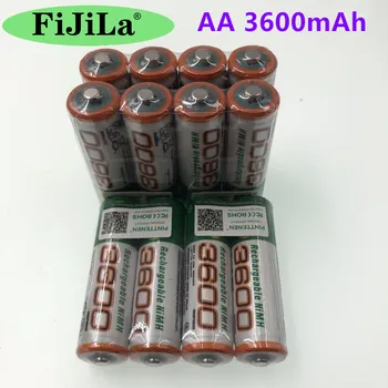 AA Baterijas Uzlādējamās Baterijas 1,2 V AA 3600mAh Ni-MH Iepriekš uzlādēts Akumulators 2A Bateria AA Fotokameras Zibspuldzes
