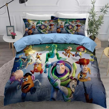 Animācijas Filmas Rotaļlietu Stāsts Buzz Lightyear Gultas Komplekts Disney Anime Mājas Tekstila Guļamistaba Dekorēšana Dvīņu Pilna Queen, King Size Bērniem Dāvanu