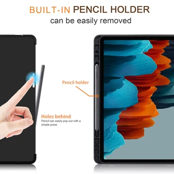 Ar Zīmuļa Turētāju Case For Samsung Galaxy Tab S7 Plus Smart Stends Tablet Vāciņu Galaxy Tab S7 Gadījumā