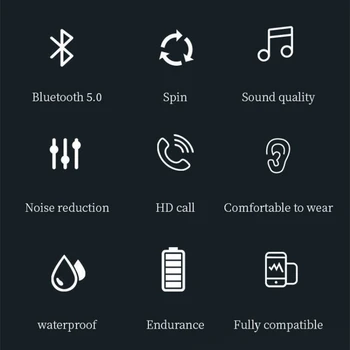 Austiņas Bluetooth5.0 Austiņas brīvroku Bezvadu Austiņas Trokšņu Kontroli Ar Mikrofonu Stereo Sporta Kustības Vadītāja
