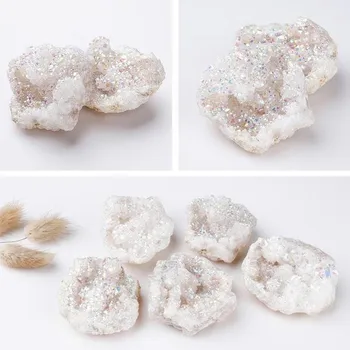 Balts Dabas Raupja Akmens Minerālu Kvarcu Agates Čakra Kolekcija Akmeņi Zīlēšana Geode Kristāli Minerālu Enerģijas Akmens