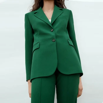 Biazer Za žakete birojs Sievietes Tērps ir 2021. pavasara jaunās modes slim, zaļā sieviešu kostīmi gadījuma šiks iela jauniešu uzvalks jaka