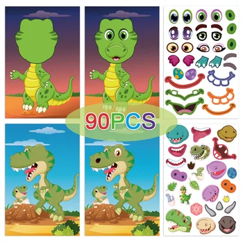 Bērniem DIY Uzlīmes Puzzle Spēles Make-a-Sejas Princese Dzīvnieku, Dinozauru, kas Apkopot Jigsaw Bērnu Atpazīšanas Apmācību Izglītības Rotaļlietas ZLL