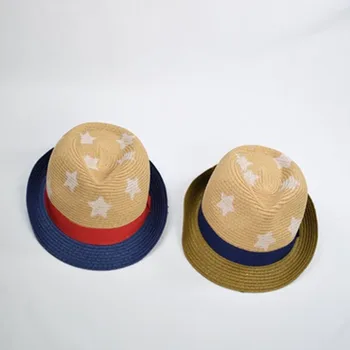 Bērniem salmu cepure modes zēns, saules cepure, pavasara vasaras salmu cepure, baby beach cepuri Pentagramma Rietumu kovboju cepure atdzist hat visor F71