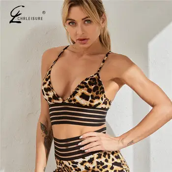 CHRLEISURE Stieples Bez Push Up Krūšturis Sievietēm Sexy Bra Bezšuvju Skaistumu Atpakaļ Krūšturis Leopards Drukāt Top Meitene Apģērbs