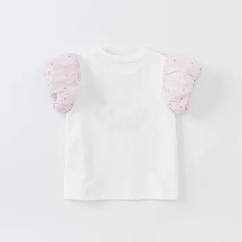 DBS17615 dave bella vasaras baby meitenes cute ziedu salikuma T-krekls bērniem topi meitene kids fashion 