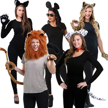 Dzīvnieku Tērpu Aksesuārus Piederumi Halloween Puse Cosplay Kostīmi Melnais Kaķis, Gepards Peli, Lauva, Suns, Uzvalks Galvassegas Astes