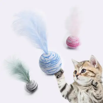 Funny Interaktīvu Plīša Kaķis Rotaļlietas Star Ball Plus Spalvu EVA Materiālu, Gaismas Putu Bumbu Metot Rotaļlietas Pet Produktu Vairumtirdzniecība Karstā
