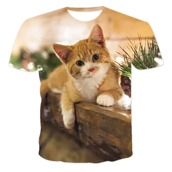 Ir 2021. Modes Atdzist Jaunu T-Krekls Vīriešiem/Sievietēm 3D Tshirt Drukāt Kaķis ar Īsām Piedurknēm Vasaras Topi, t-veida, Vīriešu T Krekls Bērnu Apģērbs
