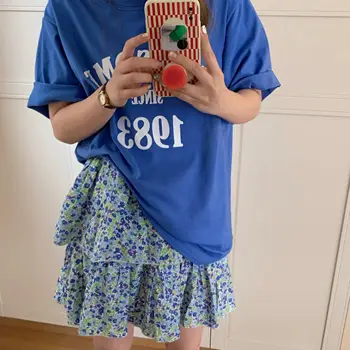Ir 2021. Vasaras korejiešu stilā Vēstuli Izdrukāt Īsām Piedurknēm t-krekls Sieviešu Mīksti topi, t-veida krekls femme (N0133)