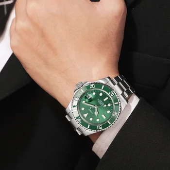 LGXIGE Luksusa Zīmolu Vīriešu Pulksteņi Automātiskā Zaļā Skatīties Vīrieši Nerūsējoša Tērauda Ūdensizturīgs Uzņēmumu Sporta Mehāniskās rokas Pulkstenis