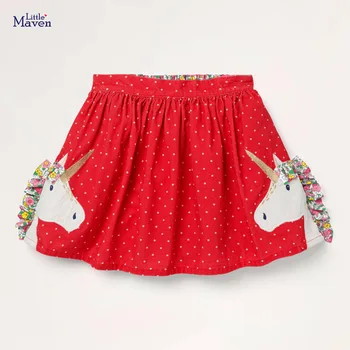 Maz Maven Ir 2021. Baby Meiteņu Svārki skaisti Sarkanu Unicorn Svārki Kokvilnas, Mīkstas Drēbes Bērniem no 2 līdz 7 Gadu vecumam