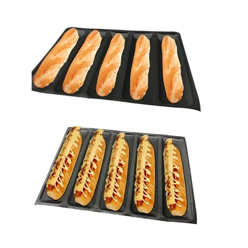 Meibum 5 Dobumā Black Porains Silikona Veidnē Hotdog Baltmaizi Pelējuma Ilgi Klaipu Eklērs Maize Modle, kas Nav Stick Bakeware cepšanas rīki
