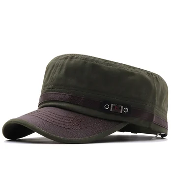 Modes Flat Top Militārā Cepure Kokvilnas Snapback Cap Vīrieši Sievietes Vintage Beisbola Cepurītes Tētis Cepures Regulējams Izmērs 55-60cm