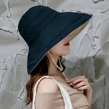 Modes Gadījuma Double Sided Spaiņa Cepuri, Anti-UV platām Malām Kokvilnas Veļu, Saules Cepure Sieviešu Vasaras Brīvdienas Panama Salokāms Cepure Dāvanu