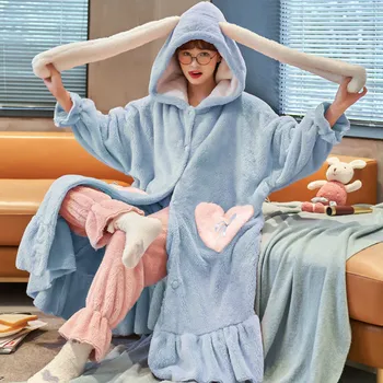 Pajama Komplekti Sieviešu Ziemas Biezāka Plus Samta Mājas Jauki Ērtu, Siltu, Mīkstu Modes Korejiešu Stilā Feminino Nightclothes