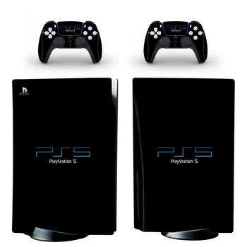 Pure Black PS5 Standarta Disku Ādas Decal Uzlīmes Vāks PlayStation 5 Konsole un 2 Kontrolieri PS5 Ādas, Vinila Uzlīmes