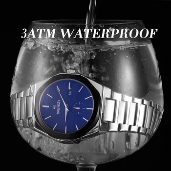 PĒRT 2020. gadam Vīriešiem, Nerūsējošā Tērauda Skatīties Modes Black Sports Kvarca Pulksteņi Ūdensizturīgs Chronograph Vīriešu rokas Pulkstenis Relogio Masculino