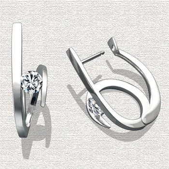 Radošās modes sudraba ģeometriskā auskari dāmas baltā zircon gredzenu, kāzu svinības, rotaslietas Valentīna diena dāvanu