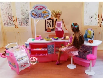 Restorāns Barbie Princess Dāvanu Uzstādīt liela izmēra luksusa villa virtuves meitene rotaļu spēlēt māja bērniem