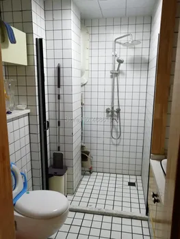 Rīsi balta Vannas istaba neredzams, dušas aizslietņi, perforators-bezmaksas dušas aizkars viegla uzstādīšana pelējumu izturīgs tualetes, vannas istaba ūdensizturīgs