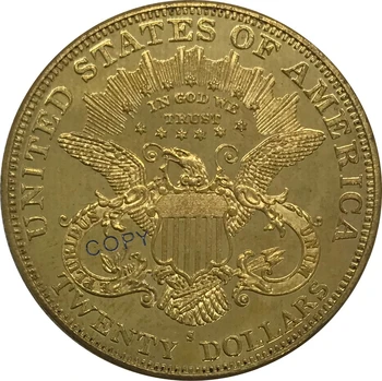 S 1876 Amerikas savienotās Valstis 20 Divdesmit Dolāru Brīvība Vadītājs Double Eagle ar moto Zelta monētas, Misiņa Kolekciju, Kopēt Monētas