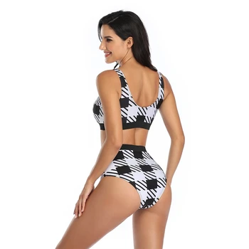 Sexy Augsta Vidukļa Bikini Komplekts Brazīlijas 2021 Jaunās Drukas leopard Peldkostīmi, Sieviešu Melns Peldkostīms Sieviešu Push Up peldkostīms Biquini