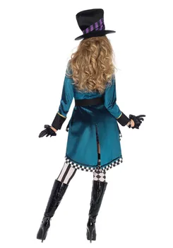 Sieviešu Cosplay Kostīmu Mad Hatter Pieaugušo Apģērbs Iedomātā Kleita Plus Lieluma Halloween Puse, Karnevāls, Raganu Tērpi
