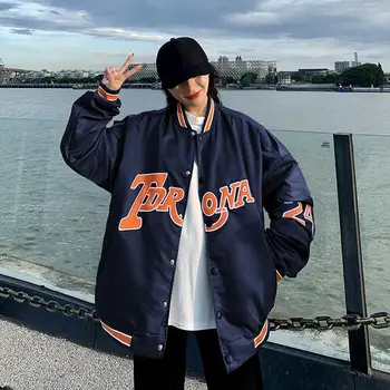 Sieviešu jaka ir 2021. jaunu vīriešu un sieviešu mēteļi Harajuku Amerikāņu retro atšķirībā beisbola uzvalks pāris zaudēt sporta BF jaka