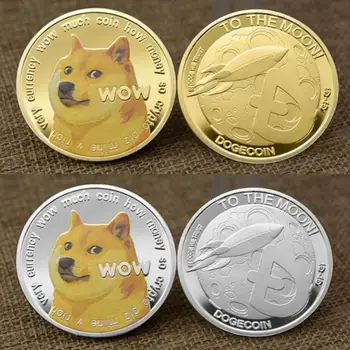 Smieklīgi Dogecoin Zelts, Sudrabs Doge Piemiņas Monētu Kolekcija Wow Suns Modelis Suvenīru Mājās Apdare Amatniecības Darbvirsmas Rotājumi