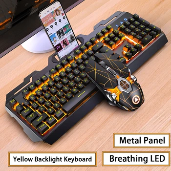 Spēļu Mehāniskā Tastatūra ar Aizmugurgaismojumu Peles Tastatūras RGB LED Hybrid Backlit USB Vadu Tastatūru Piemērots Spēļu PC, Klēpjdators