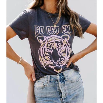 Tiger Dzīvnieku Print Augstās Modes T Krekls Sievietēm Vasarā T-Veida Topi 2020 