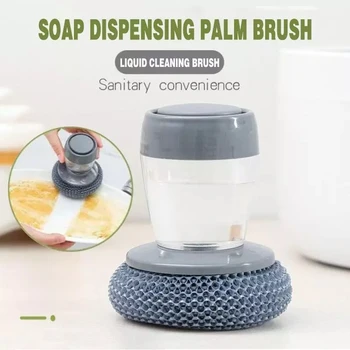 Virtuves Ziepes Padeves Palmu Birste, Automātiskās Šķidruma Pievienošana PET Bumbu Pot Brush Cleaner Attīrīšanas Sukas Skruberi