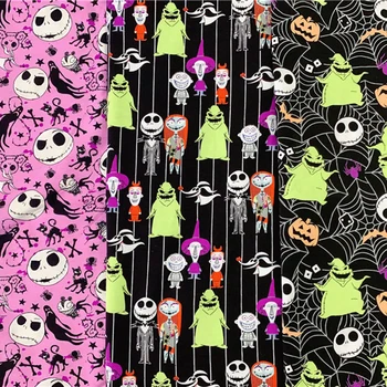 ZENGA 50x160cm Halloween Adīt trikotāžas auduma Jack Galvaskausa Kokvilnas Džersija Auduma Adīšanas Raibs DIY bērnu apģērbu Šūšana T-krekls